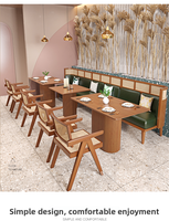 Ensemble de canapés de restaurant commercial modernes en rotin tressé en bois massif, à fixer au mur, pour 2 à 4 personnes, avec 1 an de garantie