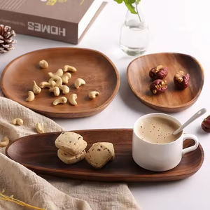 卸売カスタム木製サービングフードトレイ木製トレイサービスキッチン食器プレート竹製木製フルーツコーヒーティーサービングトレイ - Product Image 3