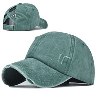 Gorra de béisbol de algodón lavado con diseño de coleta cruzada para mujer, moderna, con visera curva, para moño despeinado, visera solar para exteriores, ajustable, a la moda