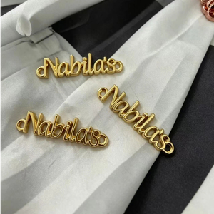 custom brand <b>name</b> 3D Embossed Metal Logo <b>Label</b> Laser Cut Rectangle Clothing <b>Label</b> for Garment Use - Product Image 3
