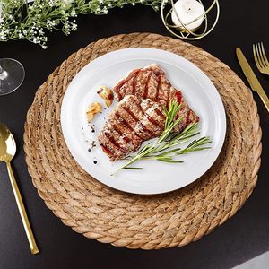 Natural Hand-Woven 10" 12" Water Hyacinth Disposable Modern Braided Wicker <b>Plate</b> Dish Table <b>Mats</b> - Product Image 2