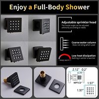 Système de douche thermostatique 5 voies en bronze huilé, avec pommeau de douche pluie et cascade 16x24 pouces, douchette à main et 6 jets latéraux