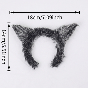 Diadema de Orejas de Lobo de Peluche, Diadema de Animal de Poliéster Unisex, Duradera, de Alta Calidad, para Navidad, Halloween y Fiestas - Product Image 4