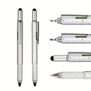 6 in 1 Multifunctional Tool Heavy Metal Ballpoint With Level and Screwdrivers Customized Logo Universal Stylus <b>Pen</b> - Product Image 3