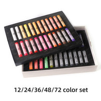SINOART Crayons d'art pastel doux demi-bâton rond-Couleurs résistantes à la décoloration en 12/24/36/48/72 ensemble avec bâtons ronds roulés à la main
