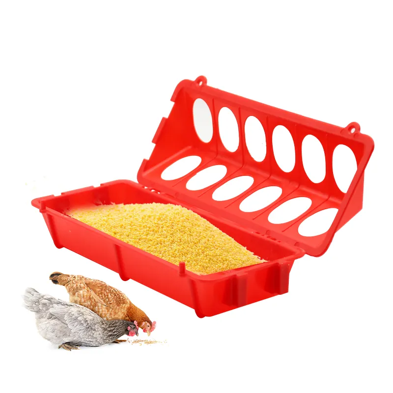 23CM लाल प्लास्टिक चिकन फीडर किट विरोधी कुचलना डिजाइन के साथ थोक चिकन फीडर जोड़ा जा सकता है