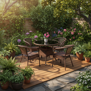 Ensemble de <span class=keywords><strong>table</strong></span> et chaises de patio en <span class=keywords><strong>rotin</strong></span> pour l'extérieur, design moderne 2026, 4 places, <span class=keywords><strong>petite</strong></span> <span class=keywords><strong>table</strong></span> basse pour balcon, café, meubles - Product Image 6