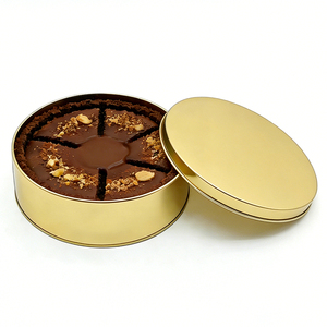 Popular Caja Redonda de Metal para Pasteles, Apta para Horno, de Grado Alimenticio, Dorada, para Tiramisú, Pasteles Grandes, Dulces y Galletas - Product Image 1