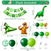 Kit d'arche de ballons dinosaures en gros directement de l'usine, ballons en latex et en feuille vert et or, confettis, décoration de fête d'anniversaire pour enfants