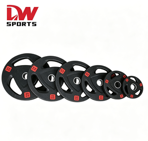 <span class=keywords><strong>Discos</strong></span> de Pesas Recubiertos de Goma Negra DW SPORTS, <span class=keywords><strong>Discos</strong></span> Olímpicos con Agarre Triple para Levantamiento de Pesas en Gimnasio - Product Image 1