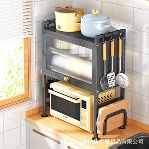 ชั้นวางไมโครเวฟในครัวพร้อมฝาปิดกันฝุ่นอเนกประสงค์สำหรับจานและเครื่องปรุงรส - Product Image 3