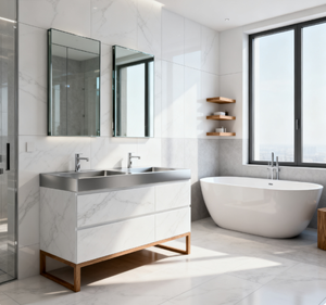 Grande <span class=keywords><strong>spazio</strong></span> di lusso bagno armadio moderno Design minimalista con morbidi cassetti di chiusura e controsoffitto in marmo - Product Image 4