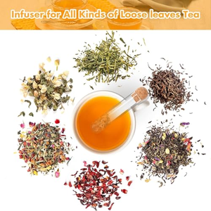 Infuseur à thé en verre borosilicate en forme de tube au design créatif avec couvercle en liège - Product Image 3