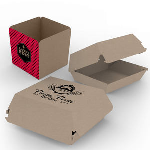 Emballage alimentaire unique, boîte à emporter en papier kraft noir et blanc, ronde, carrée, pour croissants, snacks, hamburgers, boîte d'emballage pour combos de hamburgers - Product Image 3