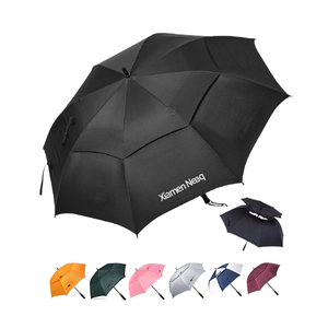 Logo Golf Straight Umbrella Windproof Golf Umbrellas Print Fiber Umbrella Black Plastic Handle Customized Designs Logo Printing