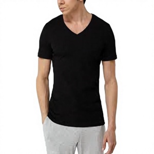 T-shirt pour homme en coton uni de qualité supérieure, col en V, couleur unie, logo personnalisé, fabricant en gros, streetwear, t-shirts pour homme à col en V - Product Image 5
