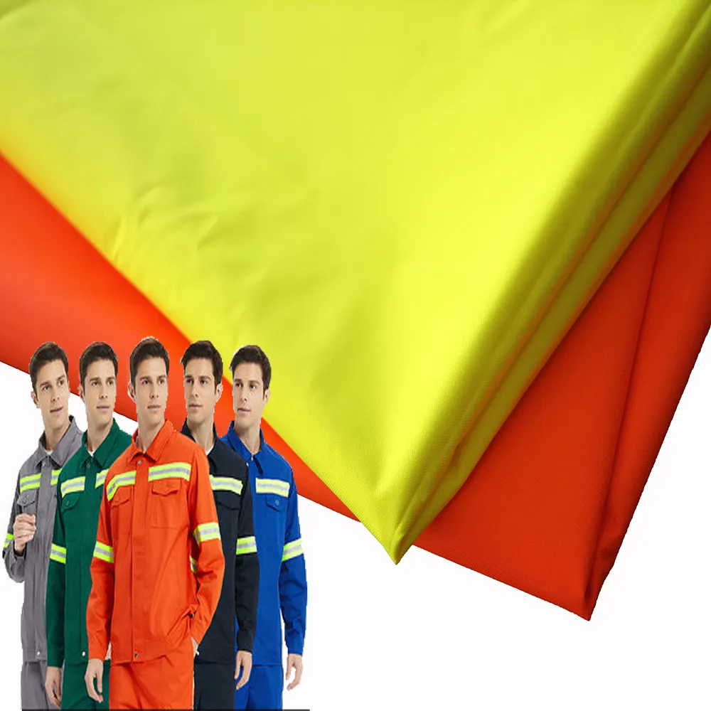 WR revestimento de bombeiros furta cor poliéster FDY DTY tecido Oxford PVC Fluorescente tecido para o desgaste do trabalhador