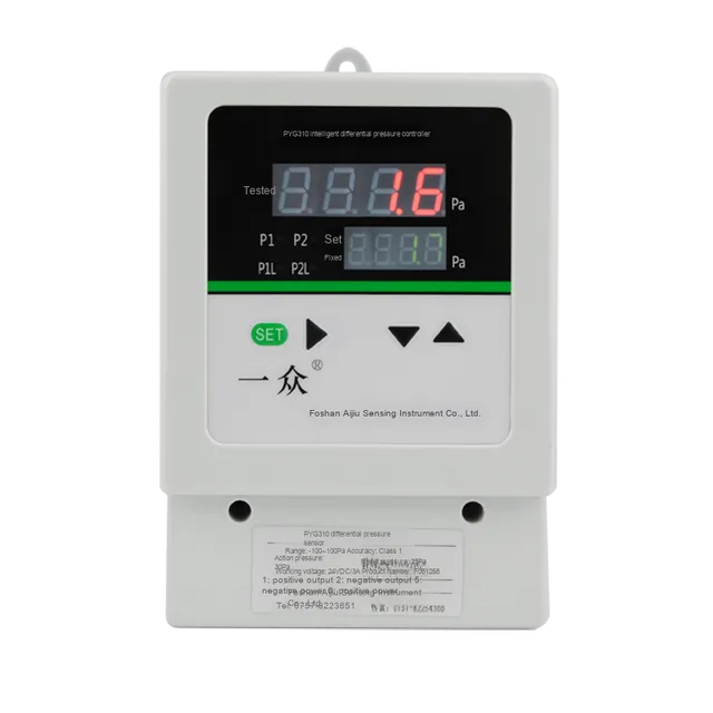 High-Precision Digital Display Differential Pressure Controller with Settable Alarm Surface-Mounted TDS Temperature Sensor
