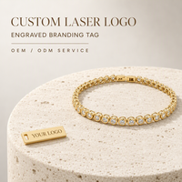 Bracelet Tennis Personnalisé Plaqué Or avec Zircons Cubiques, Chaîne Scintillante de Luxe, Réglable, Cadeau Tendance pour Femme