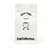 Sachet de café à fond plat avec logo personnalisé et valve pour l'emballage de grains et de poudre de café torréfié, sachet de café refermable anti-odeur