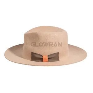 Unisex neue Mode hohe Qualität 100 % Wolle Filz Fedora-Hüte Herren individuelles Logo versandfertig