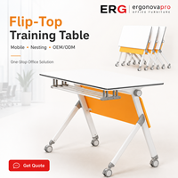 Table de formation mobile à plateau rabattable, table de conférence pliable pour bureau, avec roulettes, couleur personnalisable