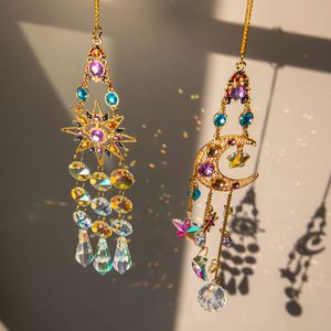 Campana de Viento de Cristal con Diamantes de Colores Colgantes, <span class=keywords><strong>Sol</strong></span> y Luna, Arcoíris para Jardín, Adorno Hecho a Mano para Decoración de Pared <span class=keywords><strong>del</strong></span> Hogar - Product Image 4