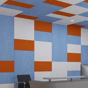Runsheng fabrika doğrudan gürültü iptal akustik duvar paneli Polyester elyaf akustik döşeme okul için
