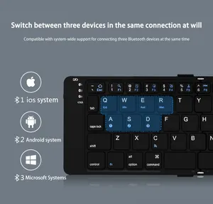 黒の折りたたみ式btワイヤレス折りたたみ式BluetoothキーボードqwertyLayoutタッチパッドワイヤレスキーボード