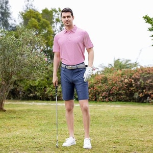 Chemise de golf à manches courtes pour homme, respirante, anti-humidité, en tissu tricoté, imprimé rayé, coupe classique - Product Image 2