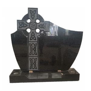 Monument funéraire poli en <span class=keywords><strong>granit</strong></span> noir Sctlpture pierre tombale <span class=keywords><strong>croix</strong></span> celtique conception cimetière pierre tombale - Product Image 5