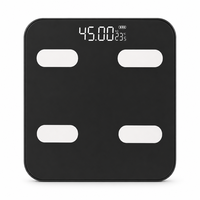 Pèse-personne Bluetooth en verre trempé noir avec écran LED haute luminosité pour suivi de la composition corporelle à domicile et outil de mesure de poids précis
