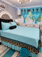 Ensemble de literie matelassé en microfibre toucher coton, 5 pièces, taille King, prêt à être expédié, avec rideaux