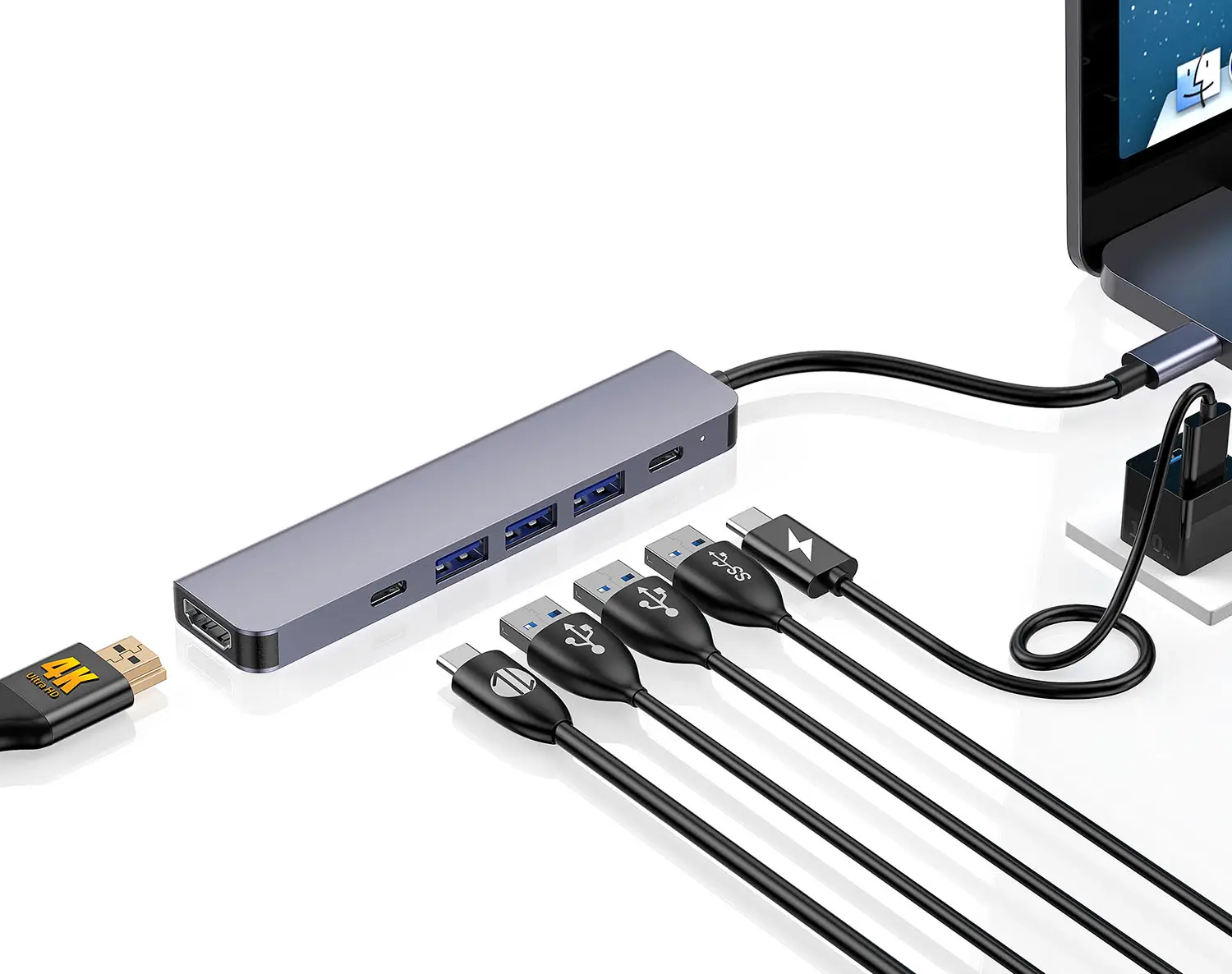 Typ C HUB 6 Port USB-C zu USB 3.0 Splitter Converter OTG Adapter für Macbook Pro iMac PC Laptop Notebook Zubehör 4K 30HZ HD