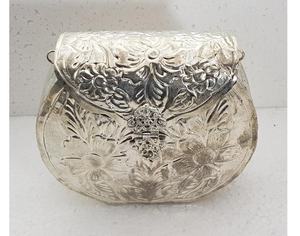 Antique <b>Silver</b> Embossed Brass Clutch <b>Evening</b> <b>Bag</b> <b>Silver</b> Antique Plated Brass Emboss Clutch <b>Bag</b> - Product Image 3