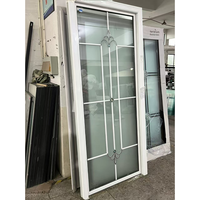 Porte de salle de bain double usage en aluminium vintage, ornée de métal et de verre, résistante à l'humidité, pour buanderie et salle de bain