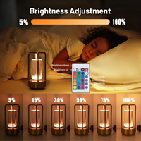 Lanterne en cristal à changement de couleur RVB dorée, lampe de table LED rechargeable sans fil avec commande tactile et télécommande