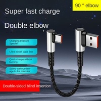 Kabel Pendek 2026 6a 0.25 0.5m 90 Derajat Elbow USB A Tipe C ke Tipe C, Kabel Pengisian Cepat, Kabel Data, Kabel Power Bank untuk 15