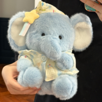 Peluche en flanelle mignonne en forme d'éléphant avec rembourrage en coton PP, poupée confortable pour dormir, cadeau d'anniversaire pour les bébés de 0 à 24 mois