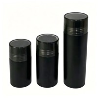 Flacon doseur en plastique PS noir mat pour poudre capillaire densifiante, 30g, 40g, 50g, 100g, 150g, pour poudre volumisante