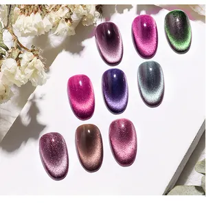 Aosmei Newest Hema Free Color 10ml Double Light Reflective Glass Magnetic Soak Off Nail Cat Eye Gel Polish
