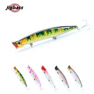 JIGBASS 1PO110 110mm 13g 3D diseño de escamas de pescado buen reflectante gran plástico duro flotante señuelo Popper cebo señuelo de pesca