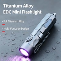 Lampe torche en alliage de titane avec lumière tricolore, portable pour l'extérieur, petite lampe torche porte-clés, lumière de détection personnalisable