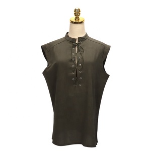 <span class=keywords><strong>Camiseta</strong></span> medieval sin mangas para hombre, disfraz de Cosplay de Halloween, Tops con cordones Punk, chaleco de decoración Medieval de <span class=keywords><strong>arquero</strong></span>, puesta en escena - Product Image 4