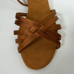 Scarpe Professionali da Ballo in Raso di Seta per Ragazze, Suola in Camoscio, Tacco Basso per Principianti di Danza Latina e Salsa - Product Image 2