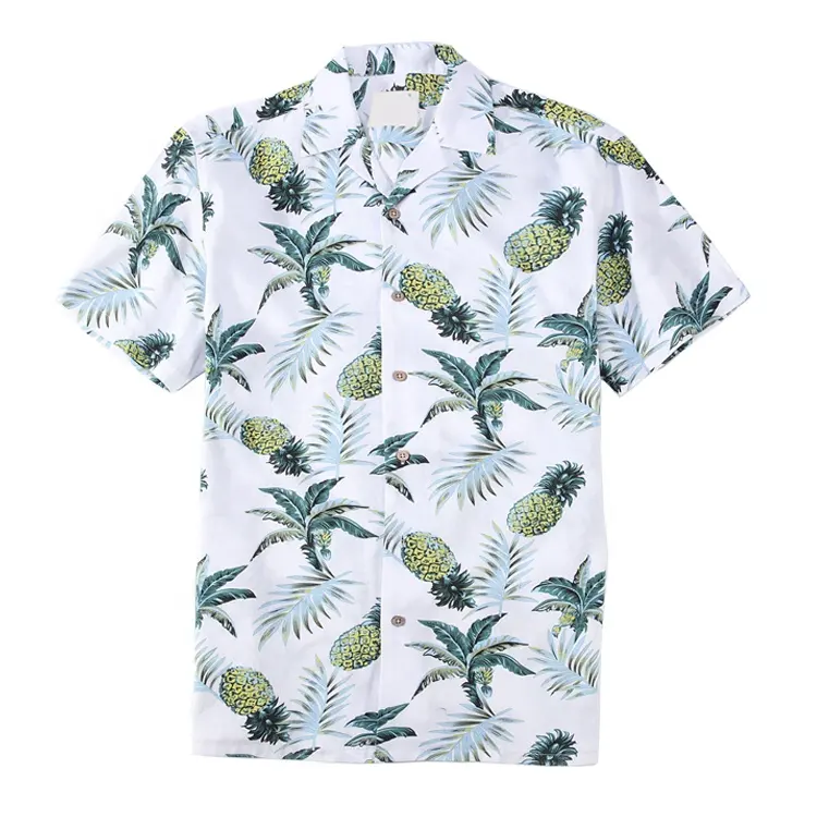 Мужская Повседневная рубашка с коротким рукавом, гавайская пляжная рубашка с принтом ананасов, Лидер продаж 2020