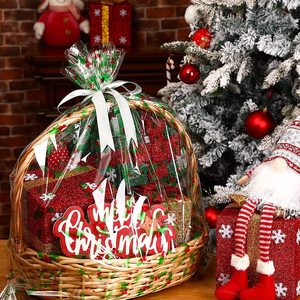 <span class=keywords><strong>24x36</strong></span> pouces bonhomme de neige noël Santa Cellophane sacs de panier avec nœud de traction - Product Image 3