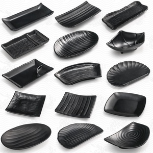 Restaurante Japonês Melamina Mergulhando Pratos De Molho De Soja Sushi Wasabi Prato Pequeno De Molho Tigelas De Melamina Fosco Preto - Product Image 1