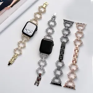 Diamant armband für Apple Watch Metallband 7 41/45mm 38//44mm Luxus Edelstahl für iWatch Serie 6 5