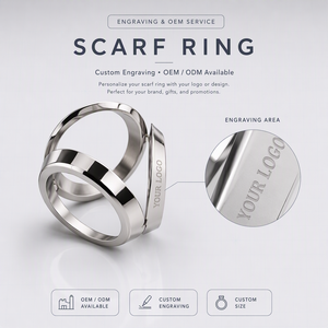 Wholesale Custom Stainless Steel Scarf Ring Gold <b>Silver</b> Metal Scarf Buckle Holder for Women Hijab Shawl Jewelry - Product Image 2